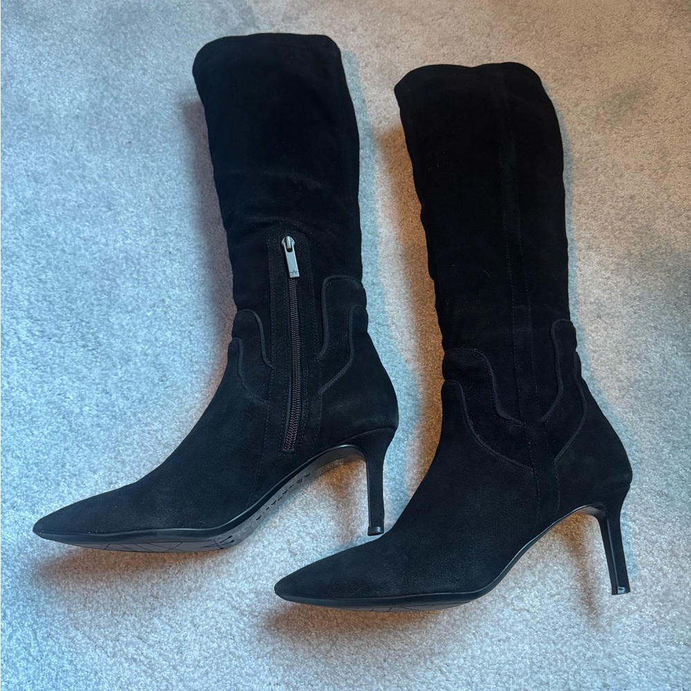 Aquitalia Italian waterproof Black Women's Suede Knee-High Boots